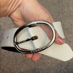 GUESS Ivory level Belt with Shiny Silver Buckle- new